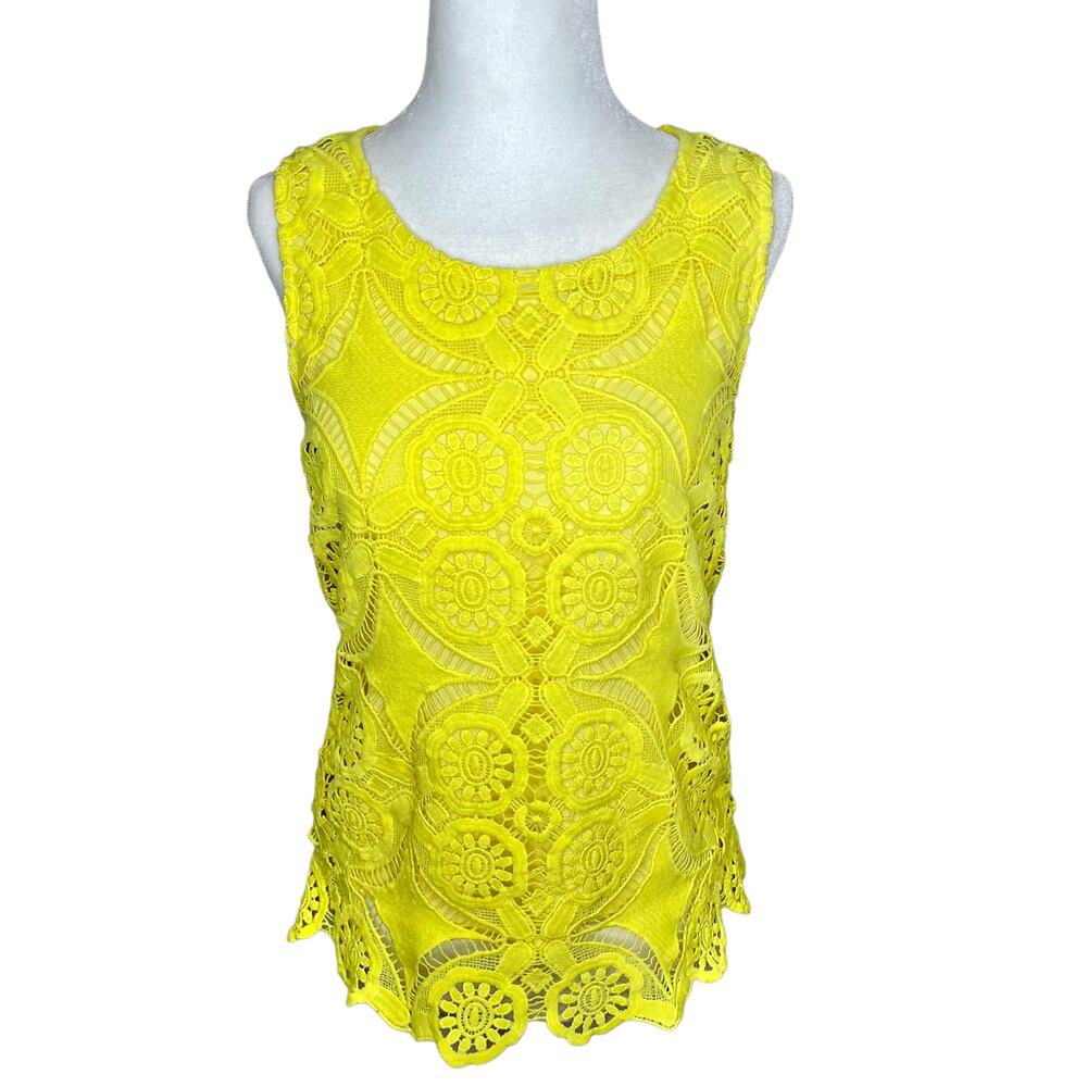 Skies Are Blue Yellow Lace Sleeveless Blouse XS